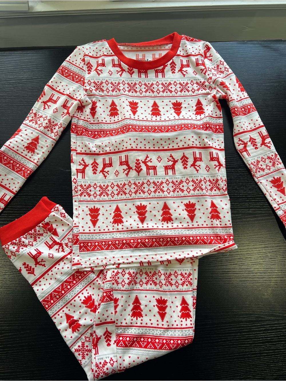 Kids Red & White Holiday Fair Isle Pajama Set